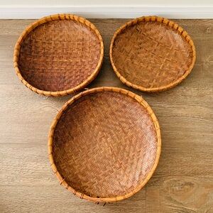 Round rattan set of 3 trays